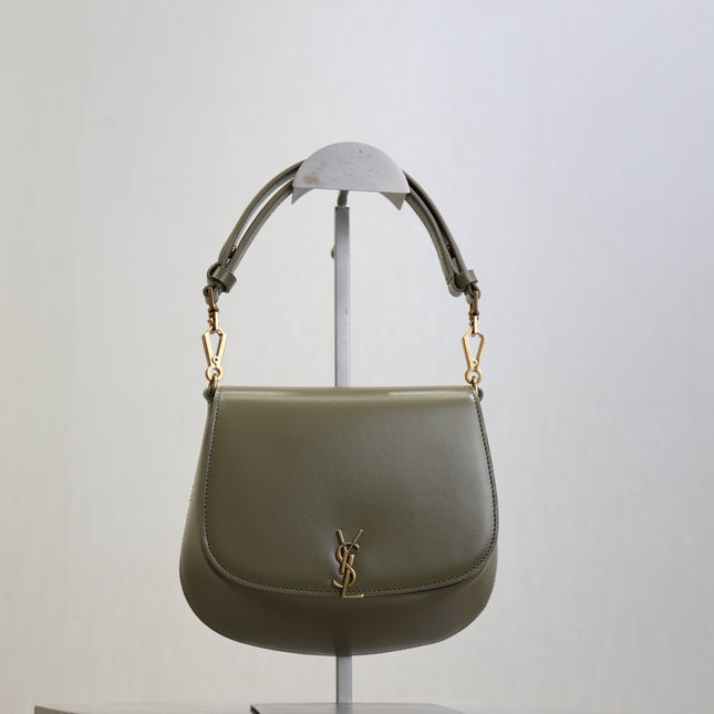 YSL 25S MINI VOLTAIRE 21 IN DEEP MUSK CALFSKIN SAINT LAURENT GOLD HARDWRE