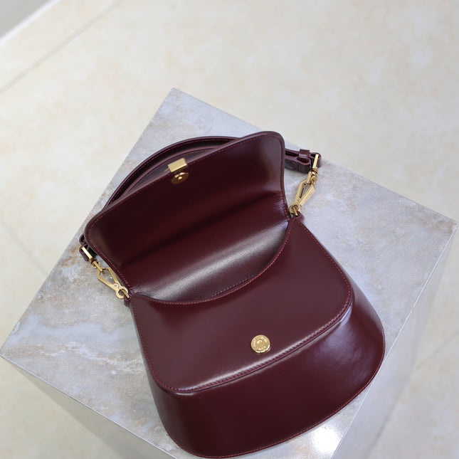 YSL 25S MINI VOLTAIRE 21 IN ROUGE CABERNET CALFSKIN SAINT LAURENT GOLD HARDWRE