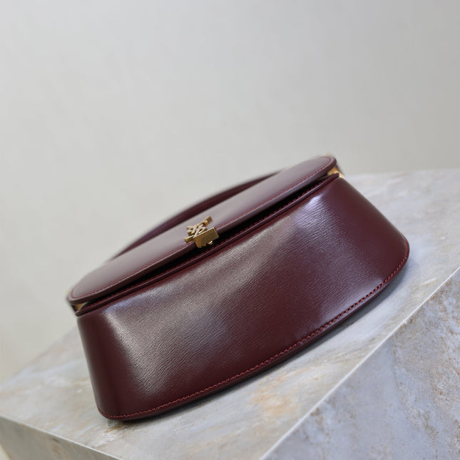 YSL 25S MINI VOLTAIRE 21 IN ROUGE CABERNET CALFSKIN SAINT LAURENT GOLD HARDWRE