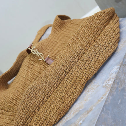 YSL 25S LE 5 À 7 BEA 50 IN NATURAL BROWN CORD AND CALFSKIN GOLD HARDWRE
