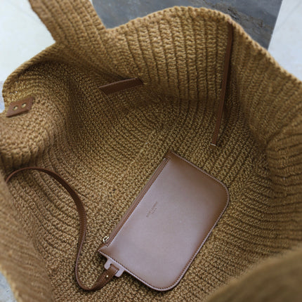 YSL 25S LE 5 À 7 BEA 50 IN NATURAL BROWN CORD AND CALFSKIN GOLD HARDWRE