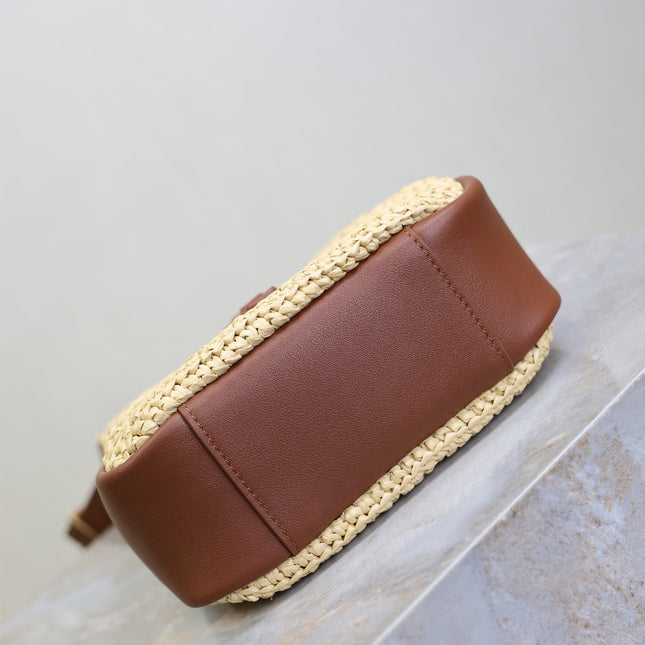 YSL 25S LE 5 À 7 SUPPLE BABY 16 IN RAFFIA AND CALFSKIN GOLD HARDWRE