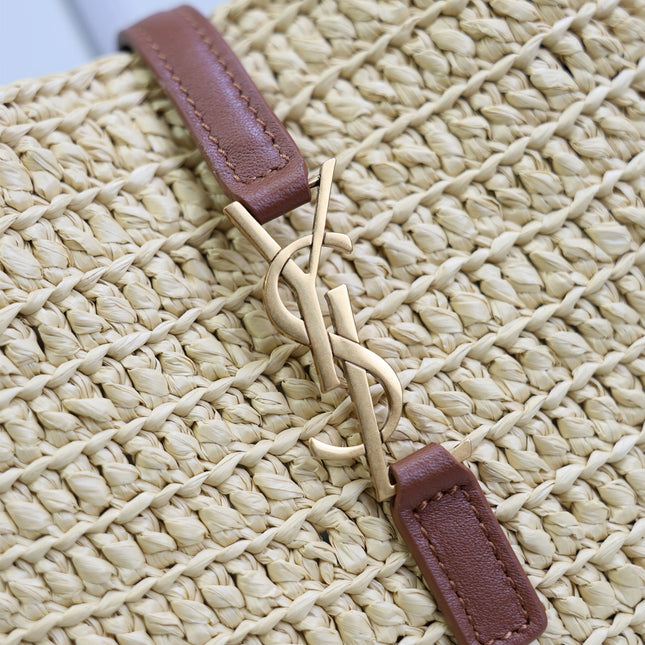 YSL 25S LE 5 À 7 SUPPLE BABY 16 IN RAFFIA AND CALFSKIN GOLD HARDWRE