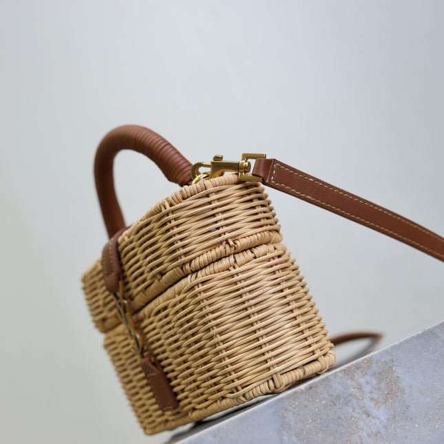 YSL 25S GABY MINI BAG 18 IN OSIER AND BROWN CALFSKIN GOLD HARDWRE