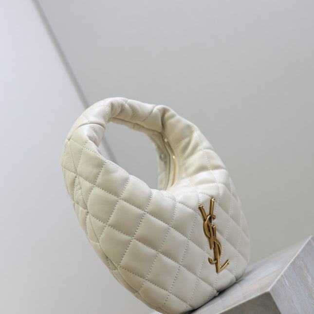 YSL 25S ICARINO 17 IN WHITE QUILTED CALFSKIN GOLD HARDWRE