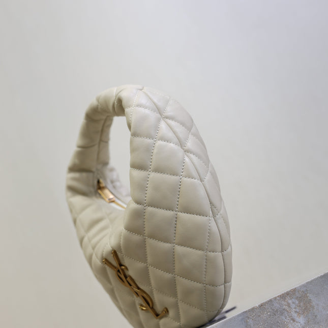 YSL 25S ICARINO 17 IN WHITE QUILTED CALFSKIN GOLD HARDWRE