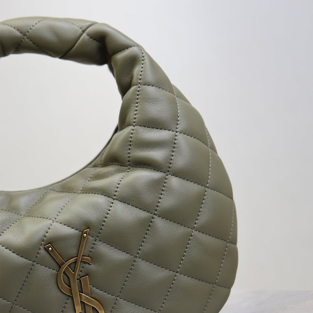 YSL 25S ICARE BABY 17 IN DARK OLIVE QUILTED CALFSKIN GOLD HARDWRE