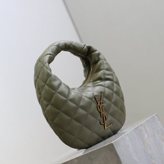 YSL 25S ICARE BABY 17 IN DARK OLIVE QUILTED CALFSKIN GOLD HARDWRE