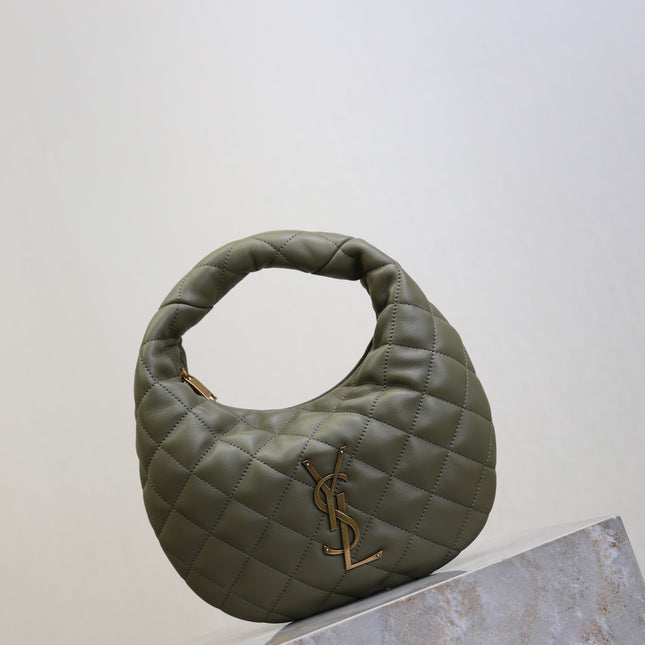 YSL 25S ICARE BABY 17 IN DARK OLIVE QUILTED CALFSKIN GOLD HARDWRE
