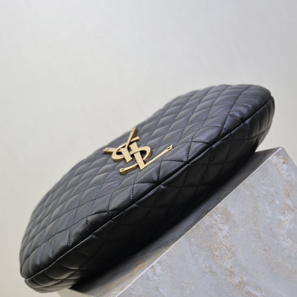 YSL 25S ICARE HOBO 44 IN BLACK QUILTED CALFSKIN GOLD HARDWRE