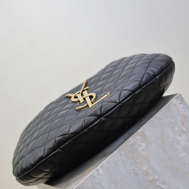 YSL 25S ICARE HOBO 44 IN BLACK QUILTED CALFSKIN GOLD HARDWRE