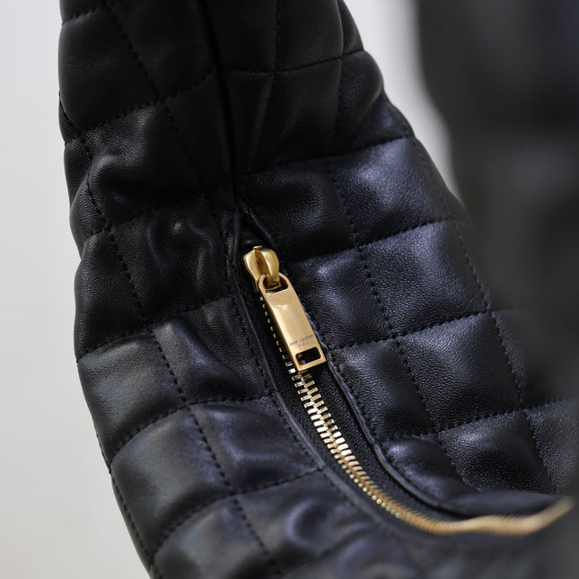 YSL 25S ICARE HOBO 44 IN BLACK QUILTED CALFSKIN GOLD HARDWRE