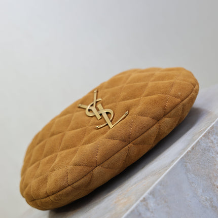 YSL 25S ICARINO MINI 17 IN CARAMEL QUILTED SUEDE GOLD HARDWRE