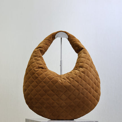 YSL 25S ICARINO 44 IN CARAMEL QUILTED SUEDE GOLD HARDWRE