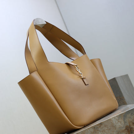 YSL 25S LE 5 À 7 BEA 50 IN DARK CARAMEL CALFSKIN GOLD HARDWRE