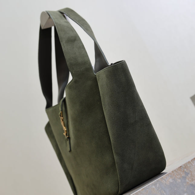 YSL 25S LE 5 À 7 BEA 50 IN DARK OLIVE SUEDE GOLD HARDWRE