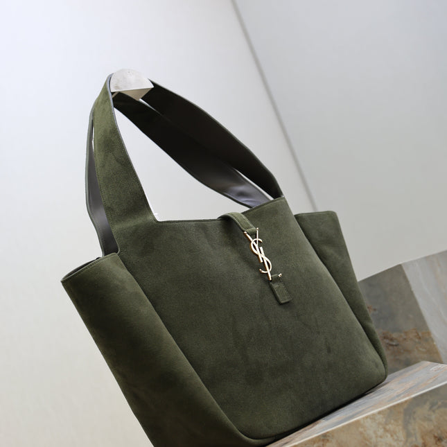 YSL 25S LE 5 À 7 BEA 50 IN DARK OLIVE SUEDE GOLD HARDWRE