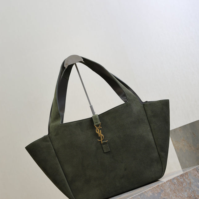 YSL 25S LE 5 À 7 BEA 50 IN DARK OLIVE SUEDE GOLD HARDWRE