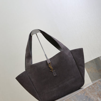 YSL 25S LE 5 À 7 BEA 50 IN DARK GRAY SUEDE GOLD HARDWRE