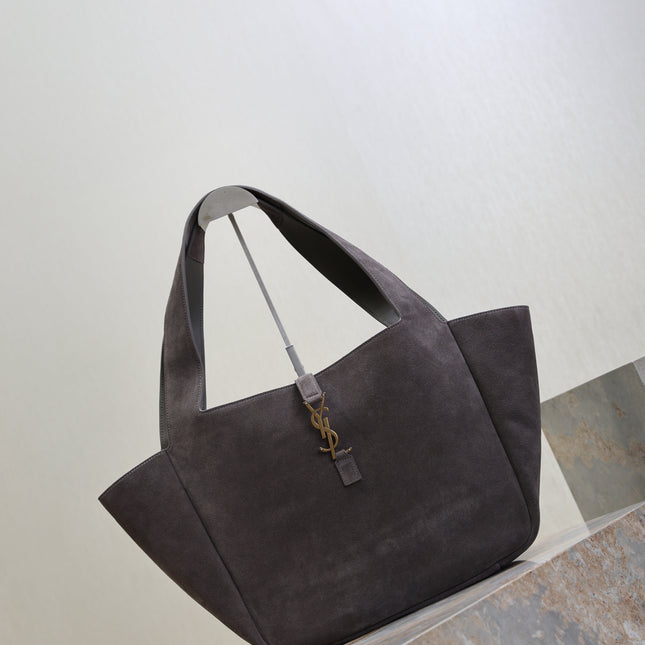 YSL 25S LE 5 À 7 BEA 50 IN DARK GRAY SUEDE GOLD HARDWRE