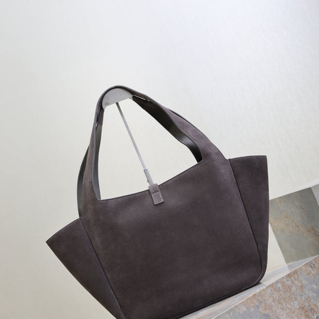 YSL 25S LE 5 À 7 BEA 50 IN DARK GRAY SUEDE GOLD HARDWRE