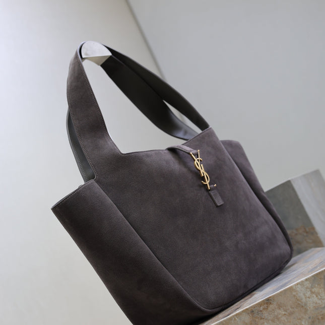 YSL 25S LE 5 À 7 BEA 50 IN DARK GRAY SUEDE GOLD HARDWRE