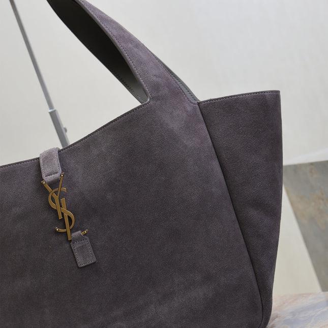 YSL 25S LE 5 À 7 BEA 50 IN DARK GRAY SUEDE GOLD HARDWRE