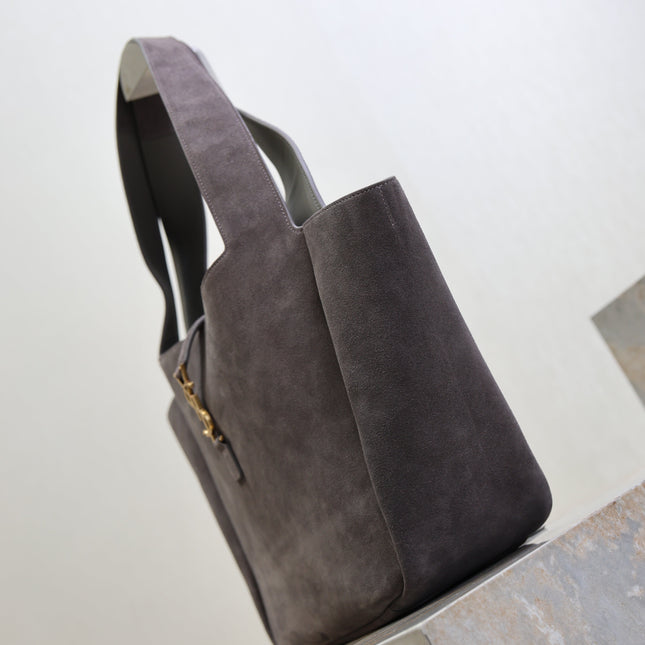 YSL 25S LE 5 À 7 BEA 50 IN DARK GRAY SUEDE GOLD HARDWRE