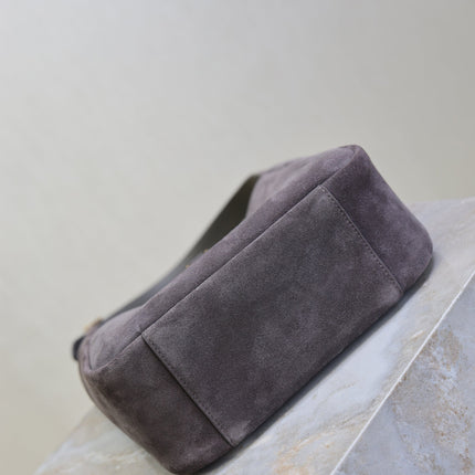 YSL 25S LE 5 À 7 SUPPLE SMALL 23 IN DARK GRAY SUEDE GOLD HARDWRE