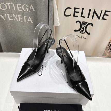 JUDY CAP TOE SLINGBACK 65MM IN BLACK SMOOTH AND SHINY CALFSKIN