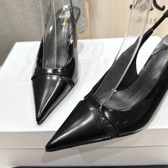 JUDY CAP TOE SLINGBACK 65MM IN BLACK SMOOTH AND SHINY CALFSKIN