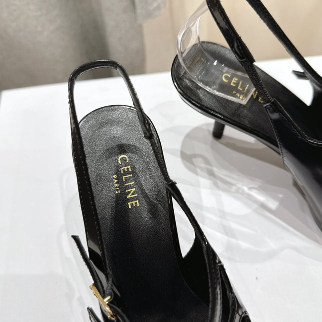 JUDY DOUBLE STRAP MARY JANE SLINGBACK 65MM IN BLACK SHINY CALFSKIN AND GOLD SNAKE EMBOSSED LEATHER
