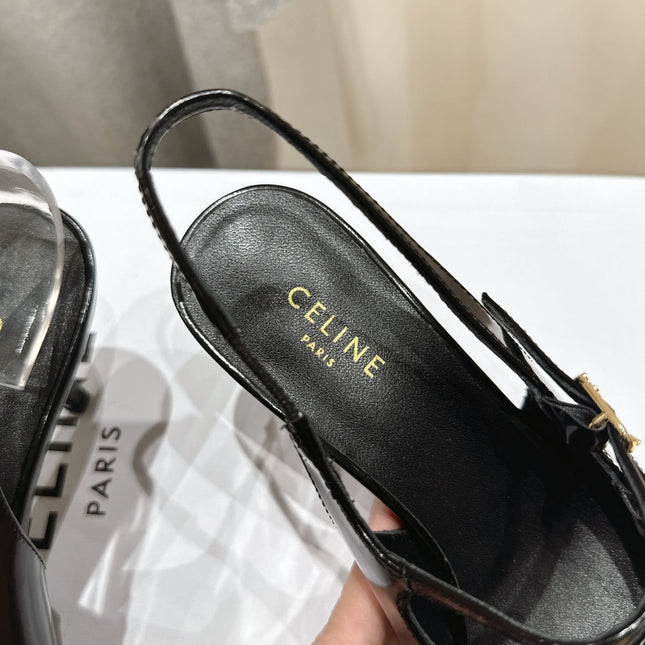 JUDY DOUBLE STRAP MARY JANE SLINGBACK 65MM IN BLACK PATENT CALFSKIN AND LEOPARD PRINTED HAIRY CALFSKIN