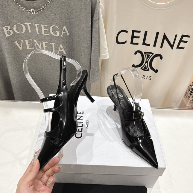 JUDY DOUBLE STRAP MARY JANE SLINGBACK 65MM IN BLACK SMOOTH AND PATENT CALFSKIN