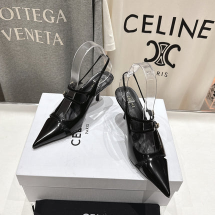 JUDY DOUBLE STRAP MARY JANE SLINGBACK 65MM IN BLACK SMOOTH AND PATENT CALFSKIN