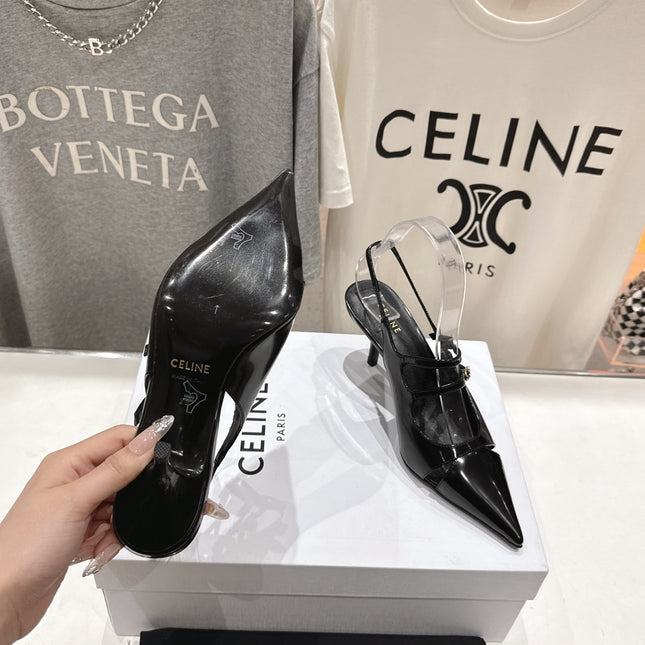 JUDY DOUBLE STRAP MARY JANE SLINGBACK 65MM IN BLACK SMOOTH AND PATENT CALFSKIN