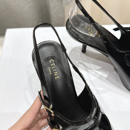 JUDY DOUBLE STRAP MARY JANE SLINGBACK 65MM IN BLACK SMOOTH AND PATENT CALFSKIN