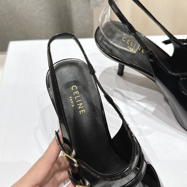 JUDY DOUBLE STRAP MARY JANE SLINGBACK 65MM IN BLACK SMOOTH AND PATENT CALFSKIN