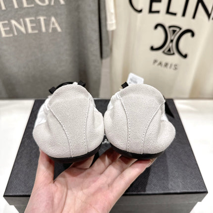 PRADA 25S COLLAPSE RE NYLON AND SUEDE SNEAKERS IN WHITE WITH METAL TOECAP