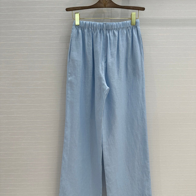 LP STRAIGHT-LEG LINEN PANTS IN BLUE