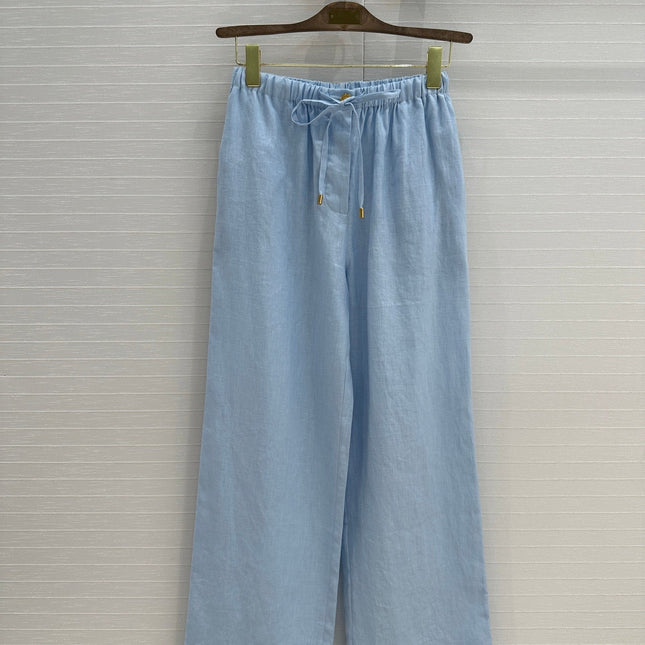LP STRAIGHT-LEG LINEN PANTS IN BLUE