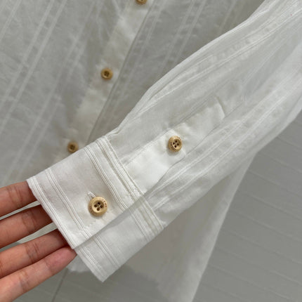 Loewe Hollow Logo Embroidered Striped Shirt White Cotton