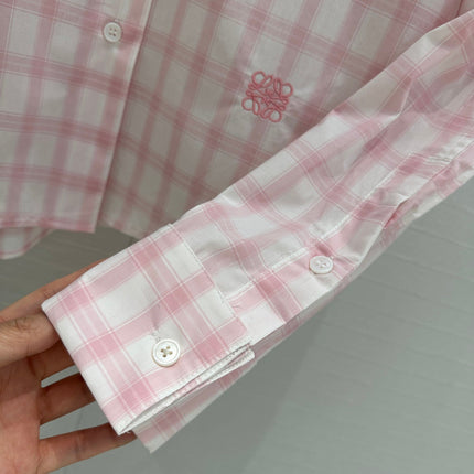 Loewe Plaid Shirt Pink Cotton