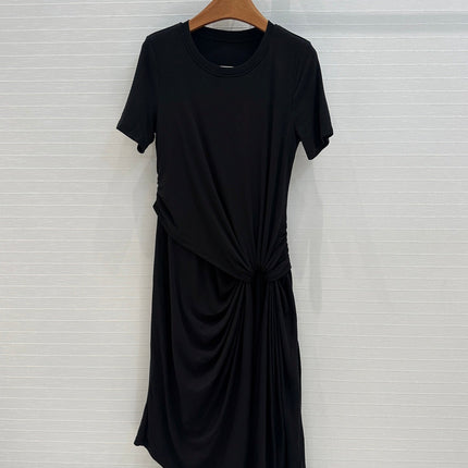 Loewe 25 Knotted Short-sleeved Dress Black Viscose