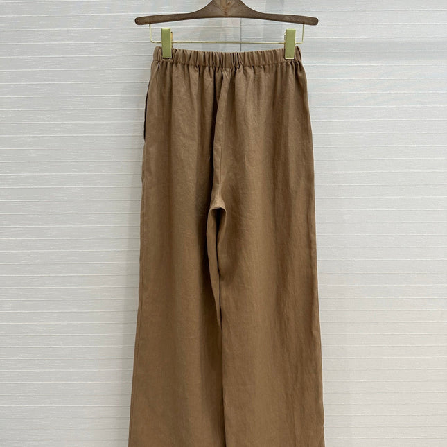 LP STRAIGHT-LEG LINEN PANTS IN BROWN