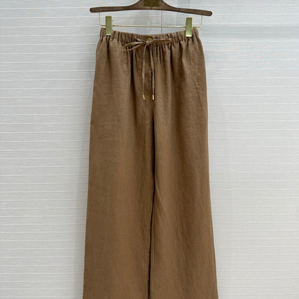 LP STRAIGHT-LEG LINEN PANTS IN BROWN