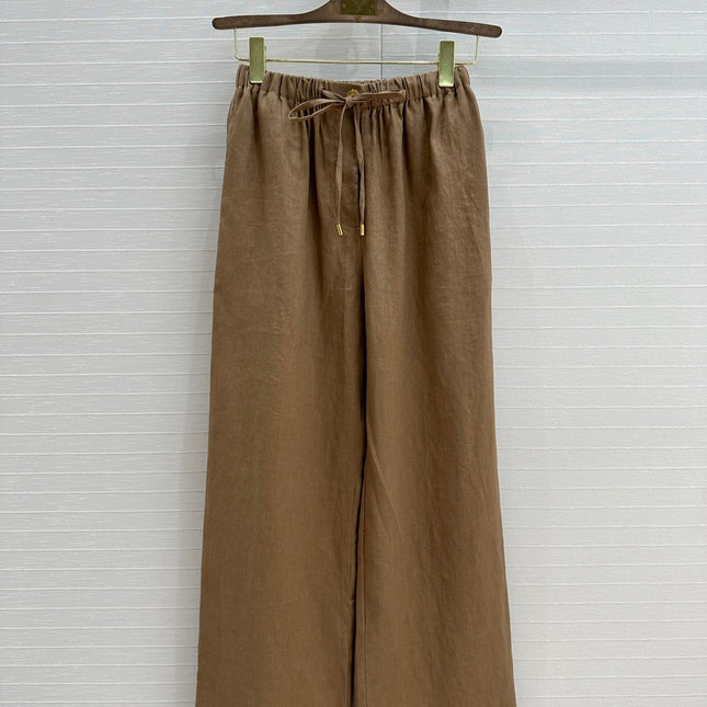 LP STRAIGHT-LEG LINEN PANTS IN BROWN