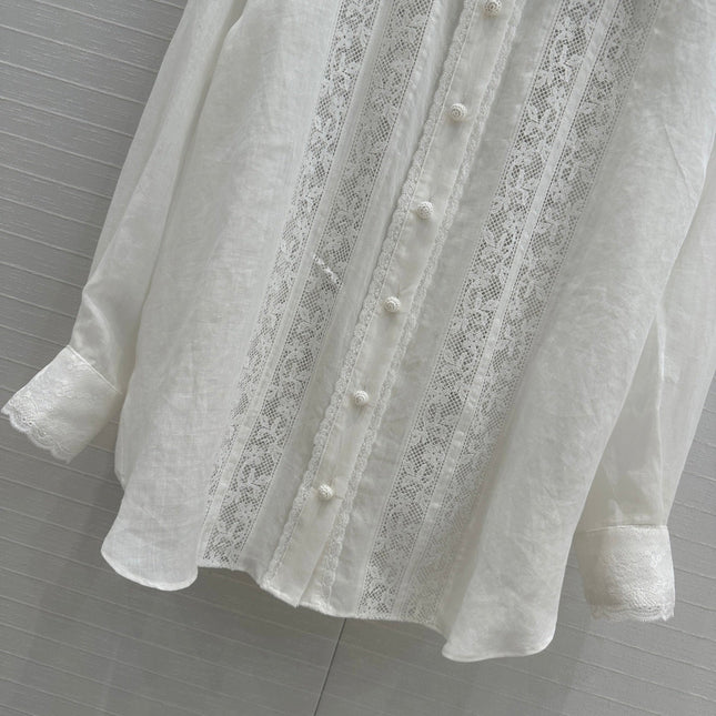 ZIMMERMANN LINEN SHIRT WITH LACE TRIM 276102