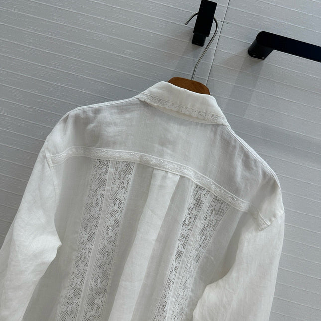 ZIMMERMANN LINEN SHIRT WITH LACE TRIM 276102