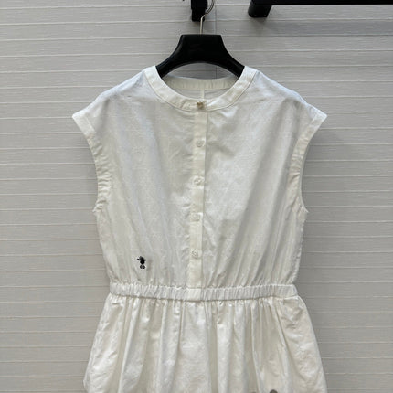 DIOR WHITE SLEEVELESS TOP WITH RUCHED WAIST